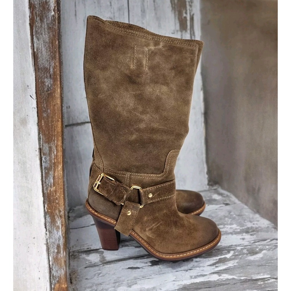 Talbots Sallie 2 Boots Women's 7.5 B Sepia Brown Leather Equestrian w Buckle